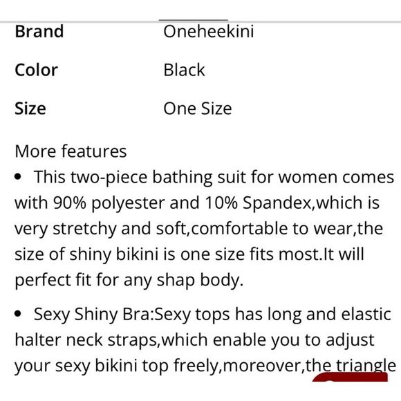 Oneheekini Cheeky Bikini String Swimsuits with Rhinestones, One Size, Black - Picture 11 of 16
